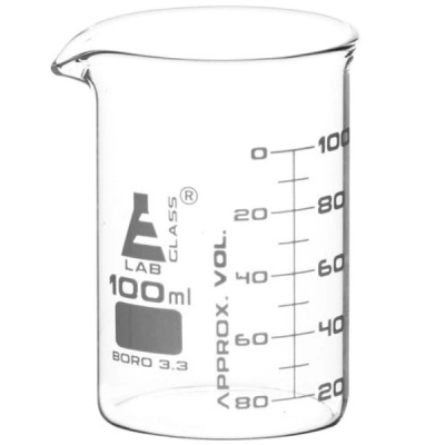 Eisco 100ml Beaker ASTM - Low Form, Dual Scale Graduations - Borosilicate Glass CH0124C