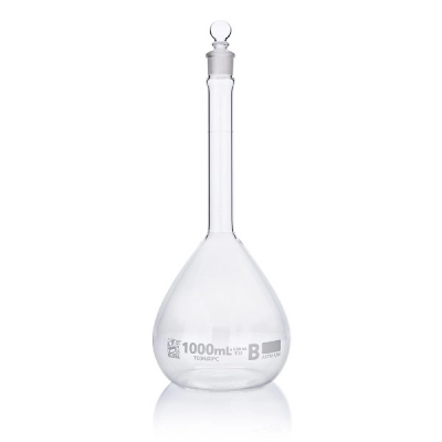 Globe Scientific 1000mL Volumetric Flask, Globe Glass, Class B, Each 8251000