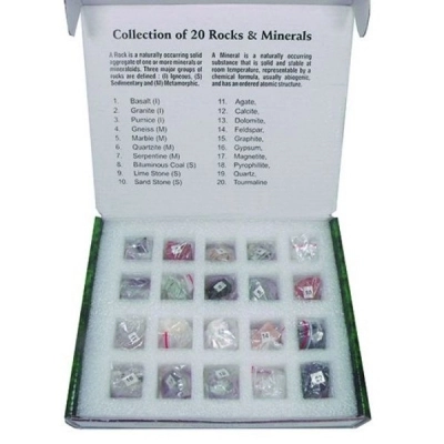 United Scientific Collection of 20 Rocks and Minerals UNROCMIN20