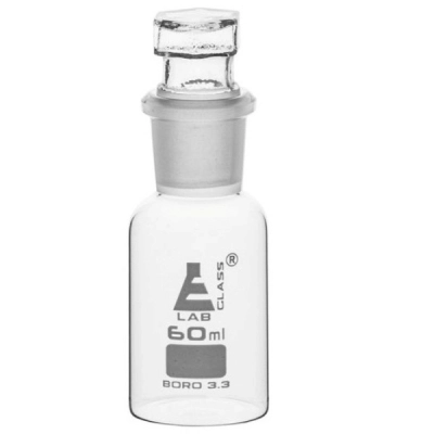 Eisco 60ml Eisco Labs Reagent Bottle - Borosilicate Glass with wide mouth and stopper CH0163A