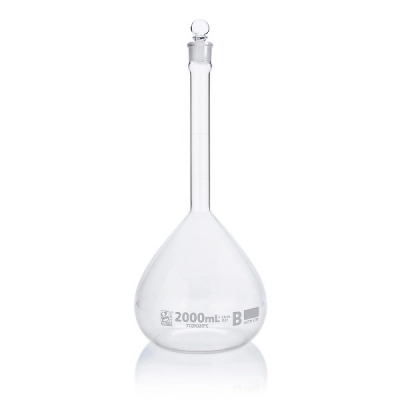 Globe Scientific 2000mL Volumetric Flask, Globe Glass, Class B, Each 8252000