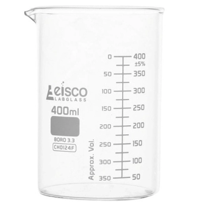 Eisco 400ml Beaker ASTM - Low Form, Dual Scale Graduations - Borosilicate Glass CH0124F
