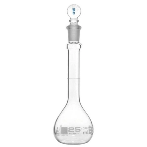 Eisco 25ml Volumetric Flask Class B, ASTM - Glass Stopper - White ...