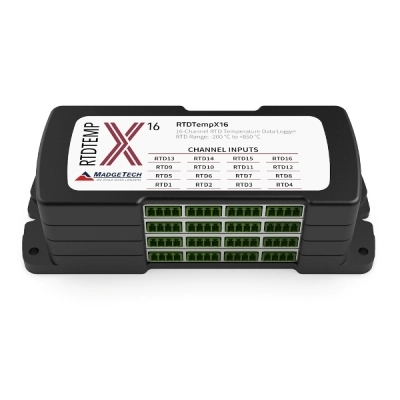 Madgetech RTDTempX4 Series Includes 4, 8, 12, And 16-Channel RTD-Based Temperature Data Loggers