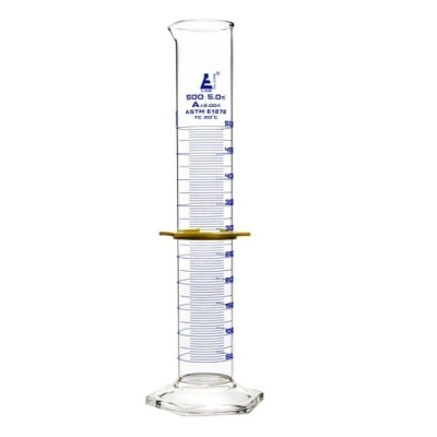 Eisco 500ml Measuring Cylinder Class A, ASTM - Blue, Borosilicate Glass - Eisco Labs CH0341FBL