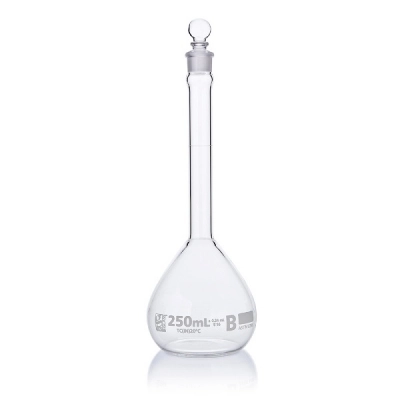 Globe Scientific 250mL Volumetric Flask, Globe Glass, Class B, 6/Box 8250250