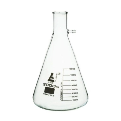 Eisco 5000ml Filtering Flask Borosilicate Glass - Conical - White Graduations - Eisco Labs CH0420F