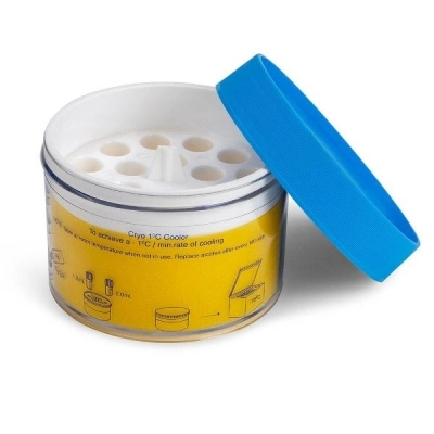Globe Scientific Mini Cooler, 1&deg;C, 18-Place, Round, for 1.0mL and 2.0mL Cryo Tubes 454000