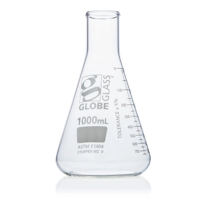 Globe Scientific 1000mL Erlenmeyer Flask, Globe Glass, Narrow Mouth, 6/Box 8401000