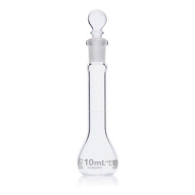 Globe Scientific 10mL Volumetric Flask, Globe Glass, Class A, 6/Box 8200010