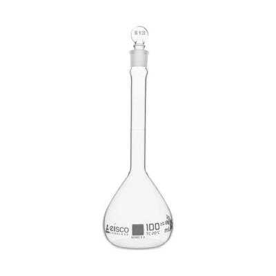 Eisco 100ml Volumetric Flask ASTM, Class A - White Graduation - Borosilicate Glass - Labs CH0441CWT