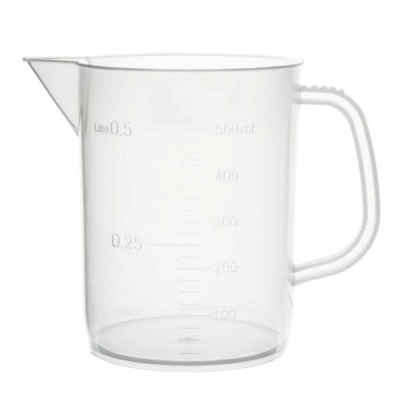 Eisco 500ml Measuring Jug Short Form, Euro Design - Polypropylene - Raised Graduations CH0356E