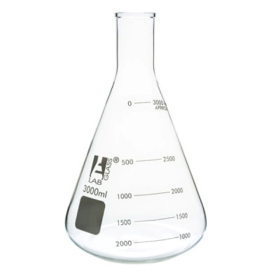 Eisco 3000ml Erlenmeyer Flask Borosilicate Glass - Conical Shape - Graduations - Eisco Labs CH0424J
