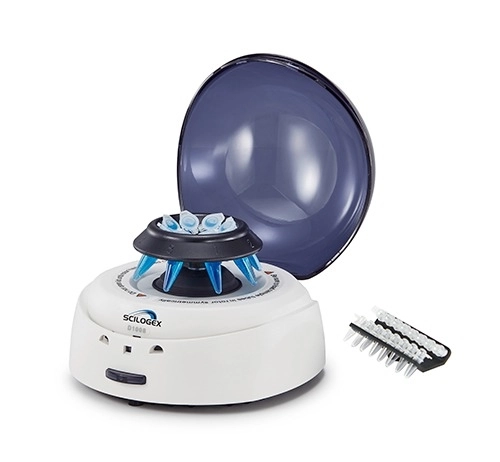 SCILOGEX EZee Mini-Centrifuge, Blue Lid, for 0.2/0.5/1.5/2.0mL Tubes &amp; PCR8 Strips