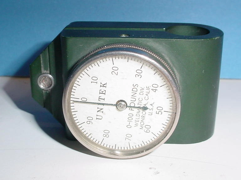 Unitek Miyachi electrode force gauge:&nbsp; FG100, 100 pounds.