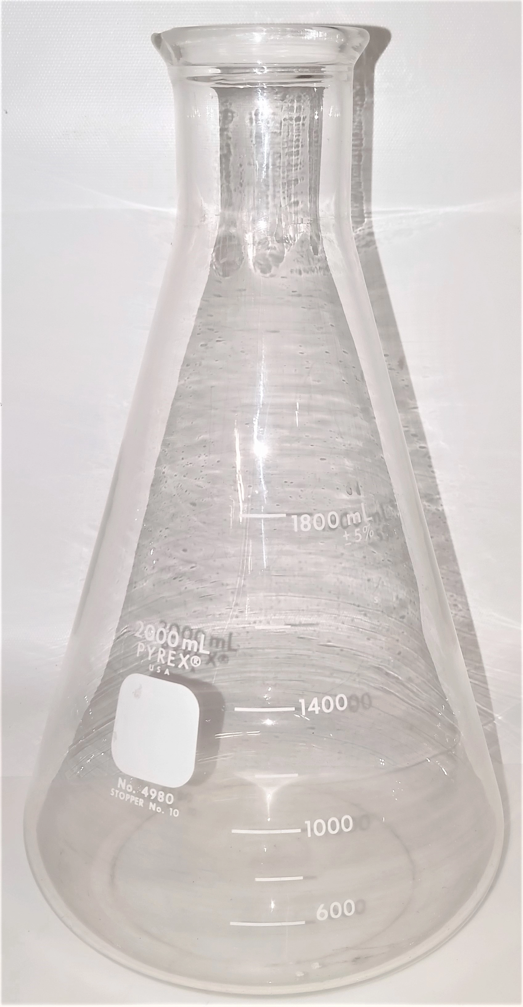 Corning PYREX 4980/Kimble KIMAX 26500 Narrow Mouth Erlenmeyer Flask - 2000mL