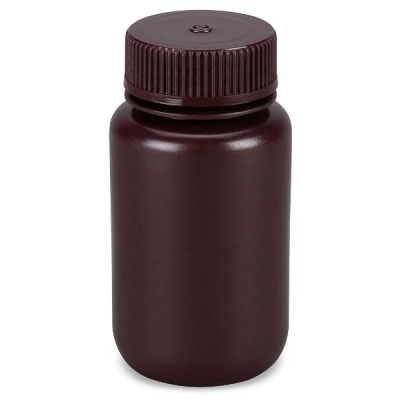 Globe Scientific 125mL Diamond Essentials Bottle HDPE with Amber PP Closure CS/500 7510125AMBKS