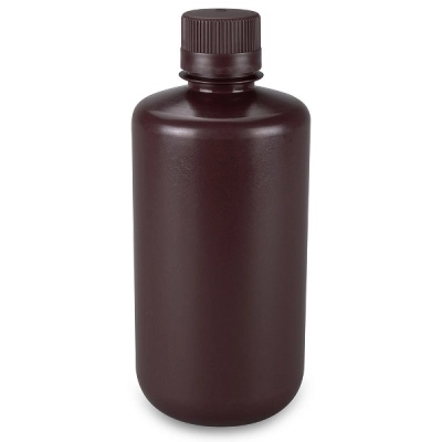 Globe Scientific 1000mL Diamond Essentials Bottle HDPE with Amber PP Closure CS/50 7561000AMBKS