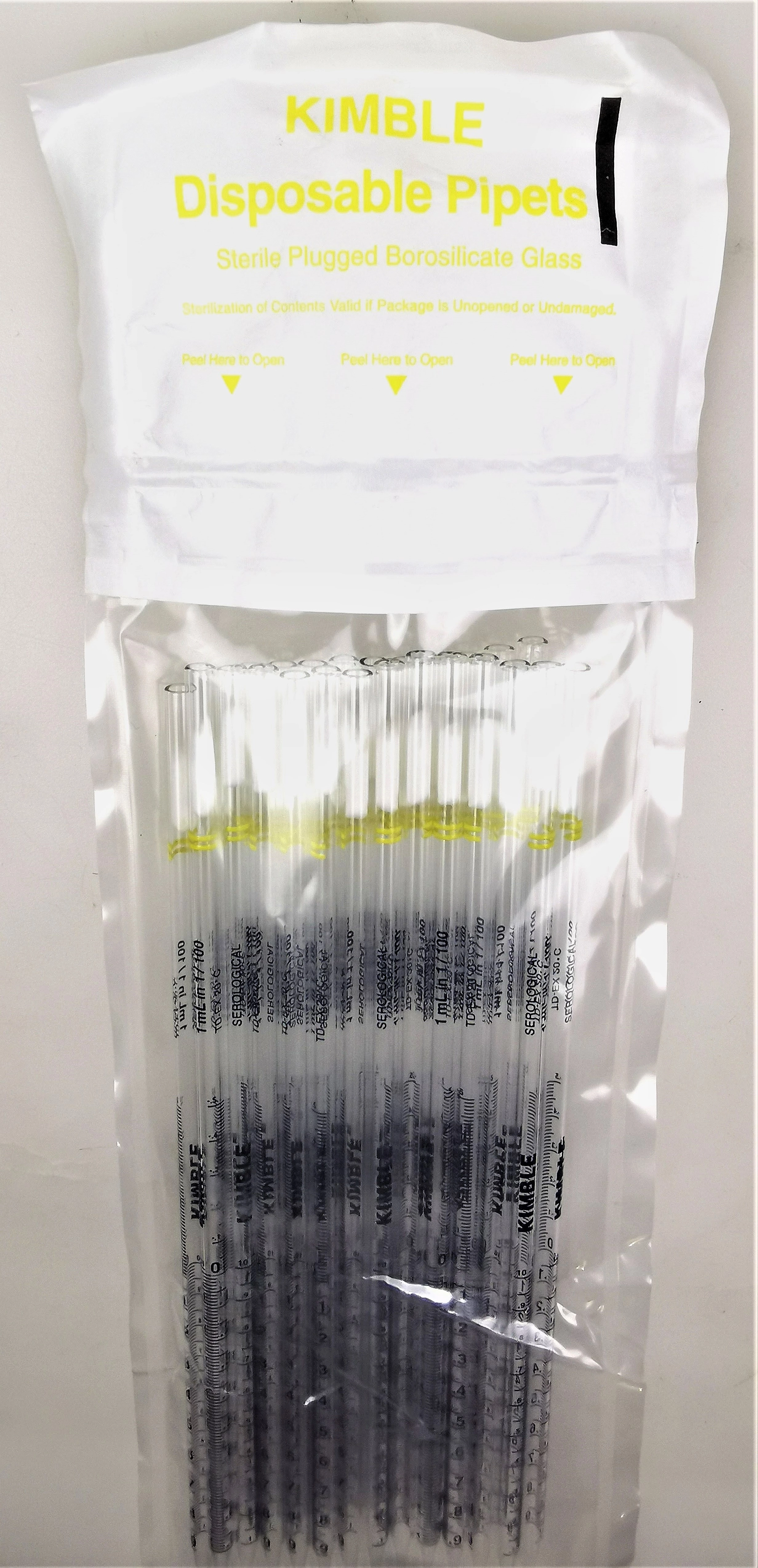 Kimble&nbsp;72100-11100 KIMAX Glass Disposable Serological Pipet - 1mL x 0.01mL (25 Pk)