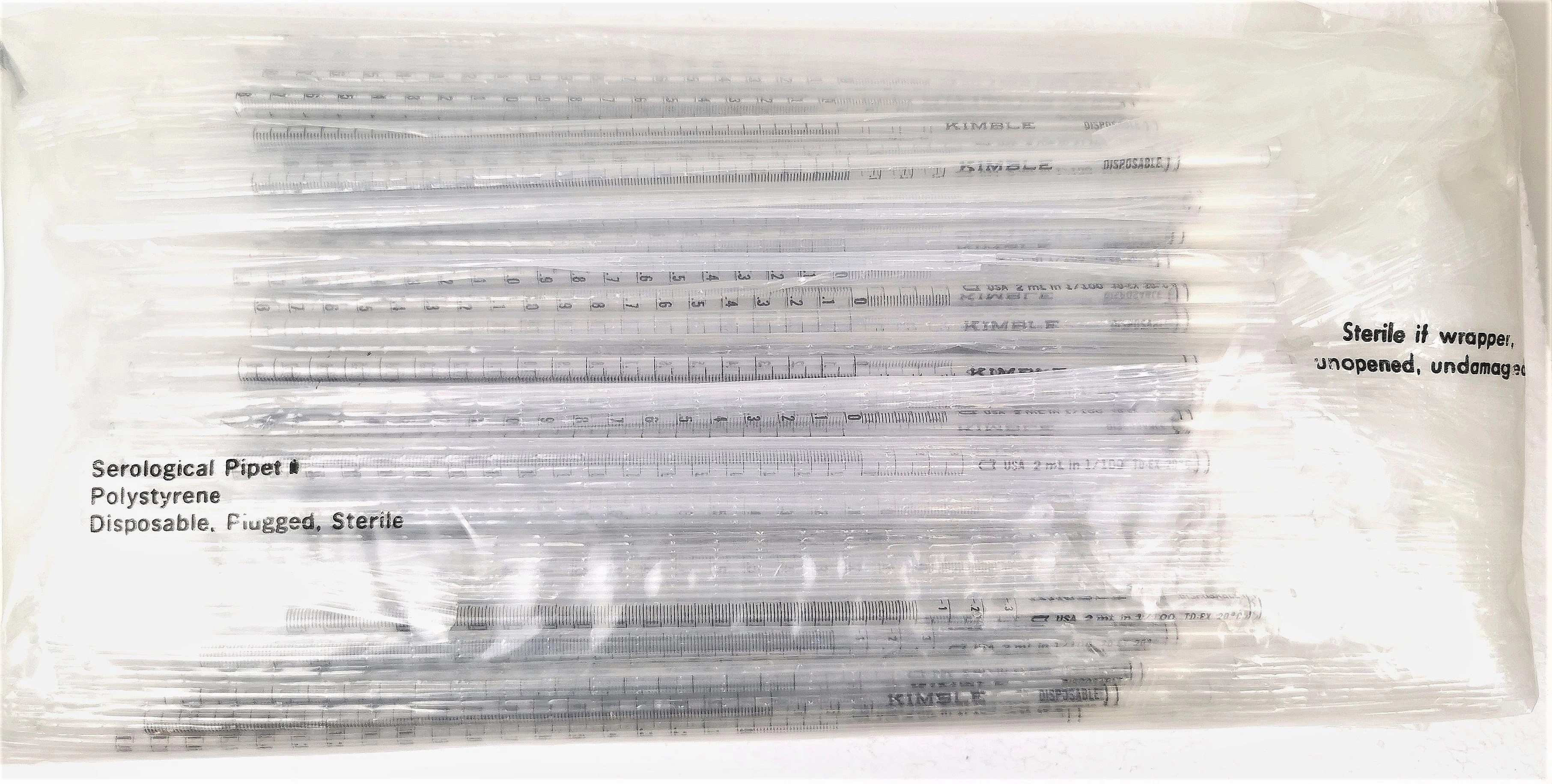Kimble&nbsp;56900-21100 KIMAX Disposable Polystyrene Serological Pipet - 2mL x 0.01mL (1200 Pk)