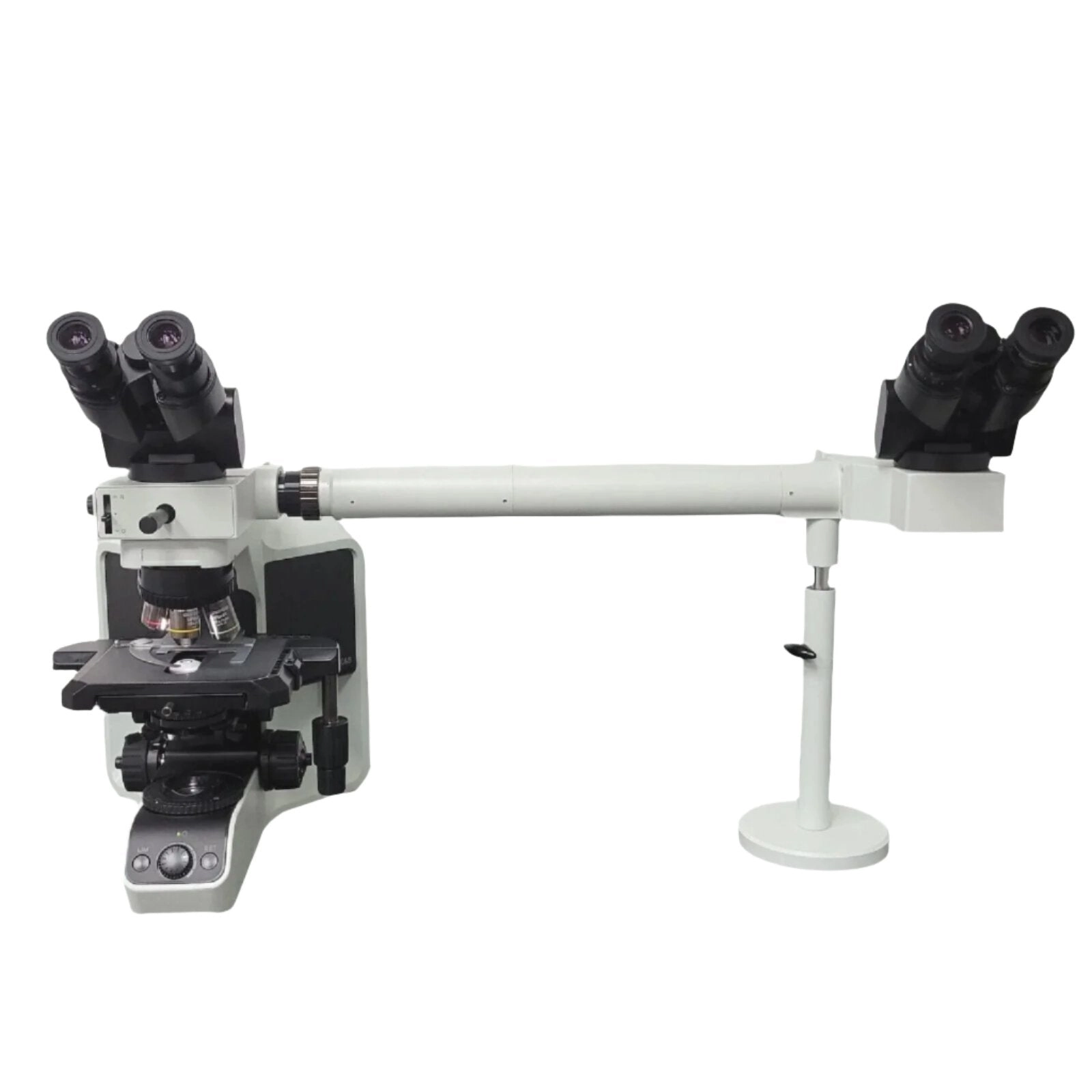 Olympus Microscope BX43 with Fluorites &amp; Side by Side Dual Head Bridge Pathology