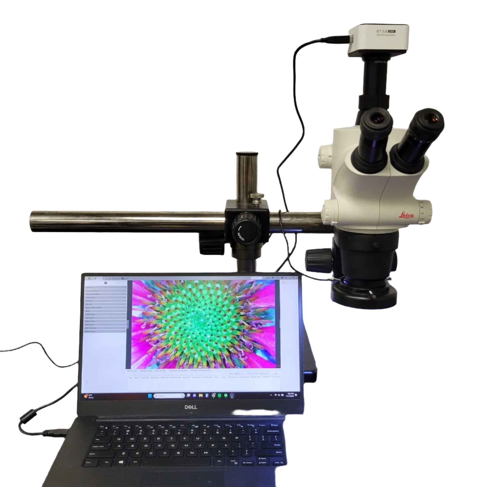 Leica Stereo Microscope S6D with Boomstand, Trinocular Pod, and Camera