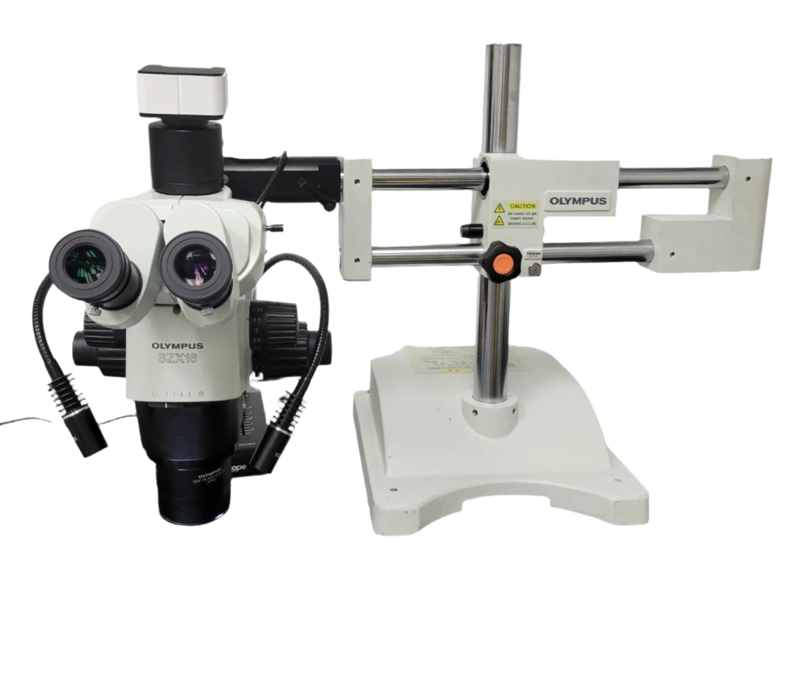 Olympus Stereo Microscope SZX16 with Trinocular Head, Camera, and Boomstand