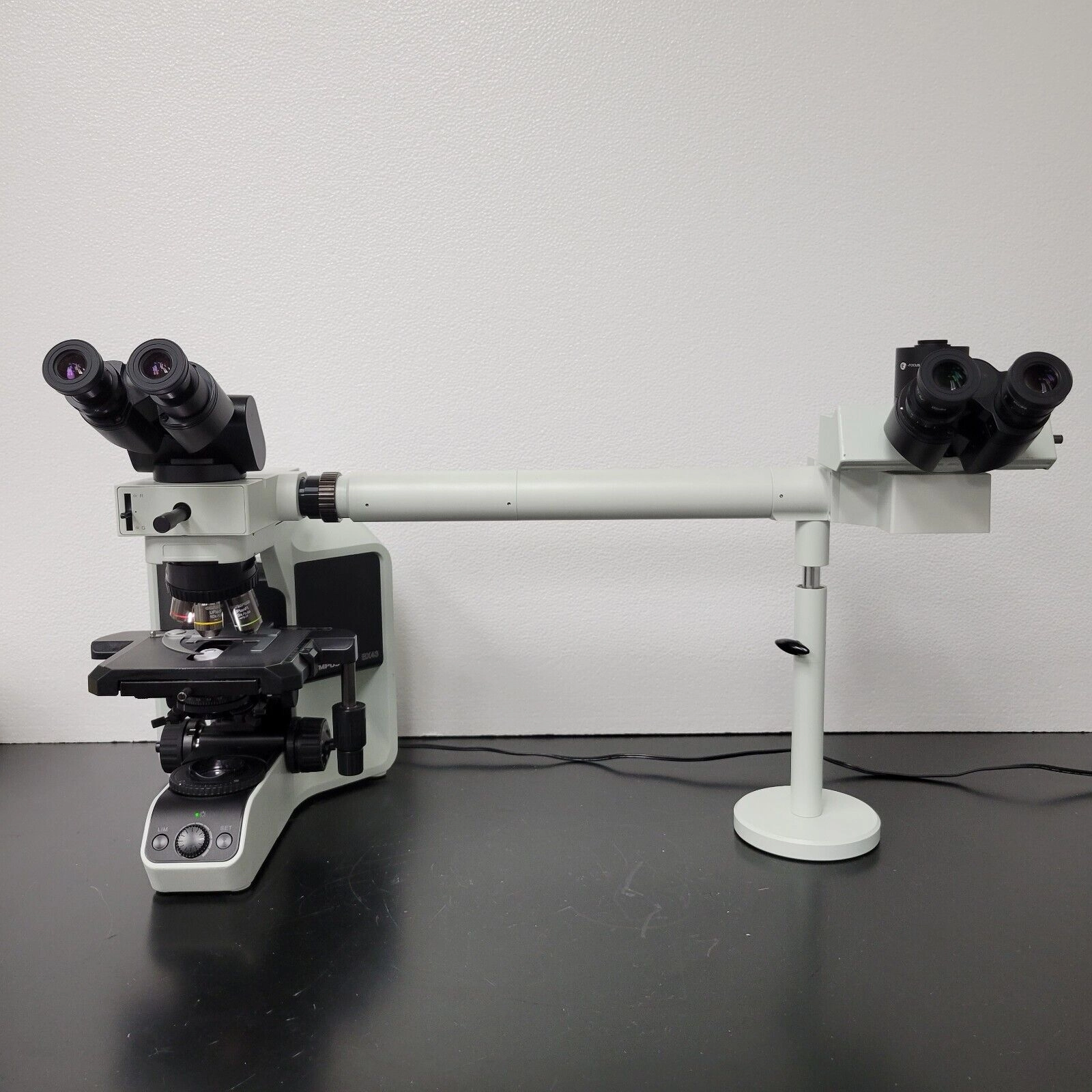 Olympus Microscope BX43 w/ Fluorites, Trinocular Head, & Dual Bridge