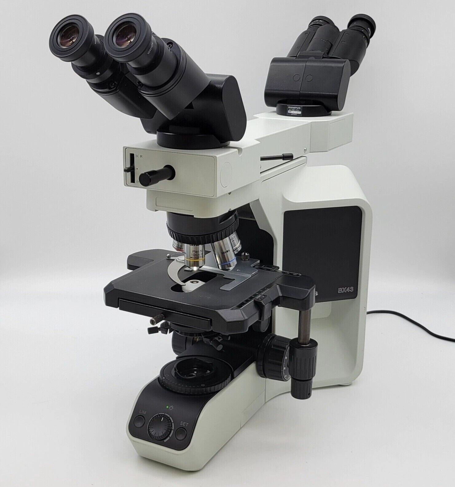 Olympus Microscope BX43 with Front to Back Bridge and 100x Objective (Dual Head)