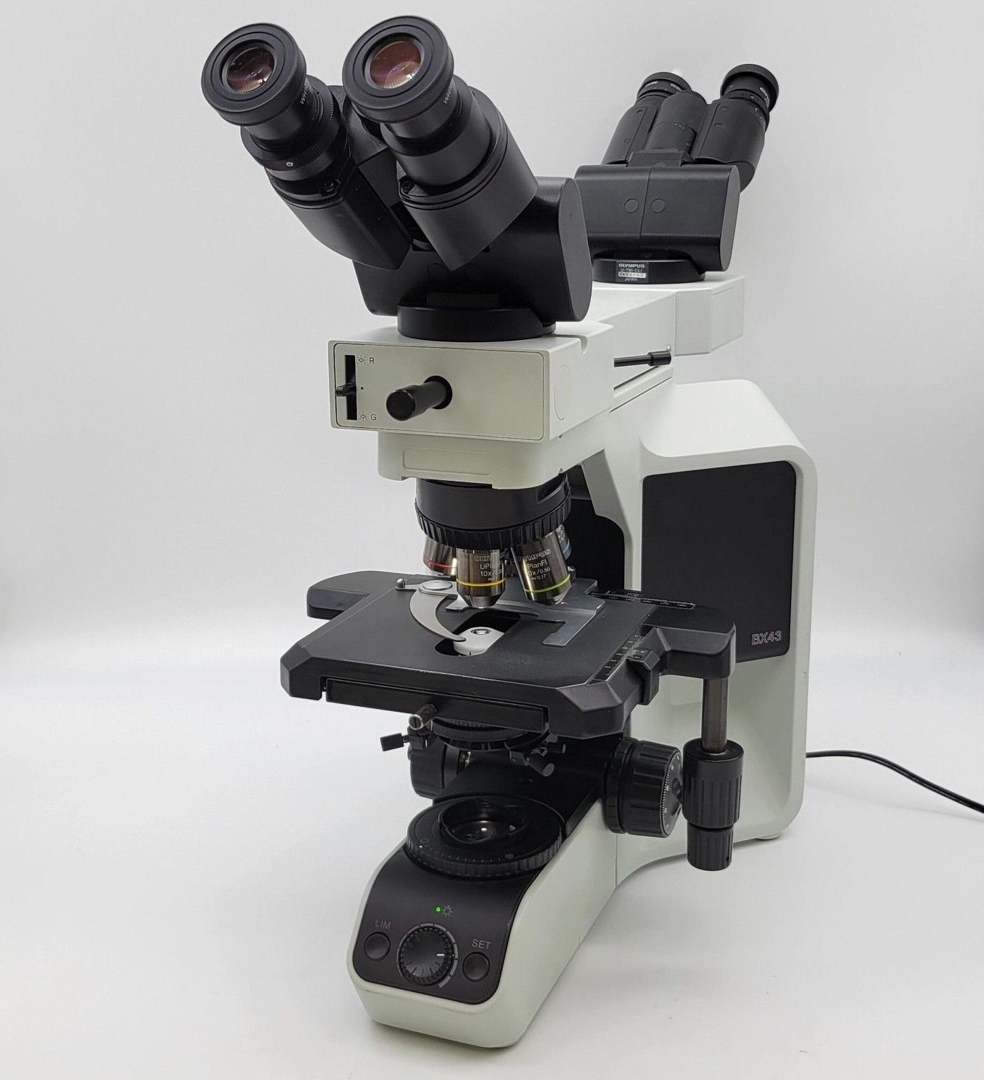 Olympus Microscope BX43 with Fluorites and Front to Back Bridge for Pathology (Dual Head)