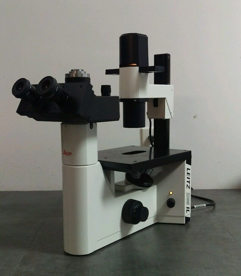 Leica Leitz Microscope DM IL Inverted with Phase Contrast and Trinocular Head