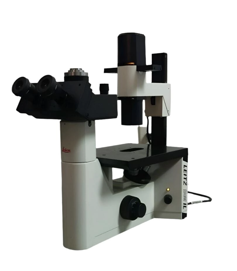 Leica Leitz Microscope DM IL Inverted with Phase Contrast and Trinocular Head