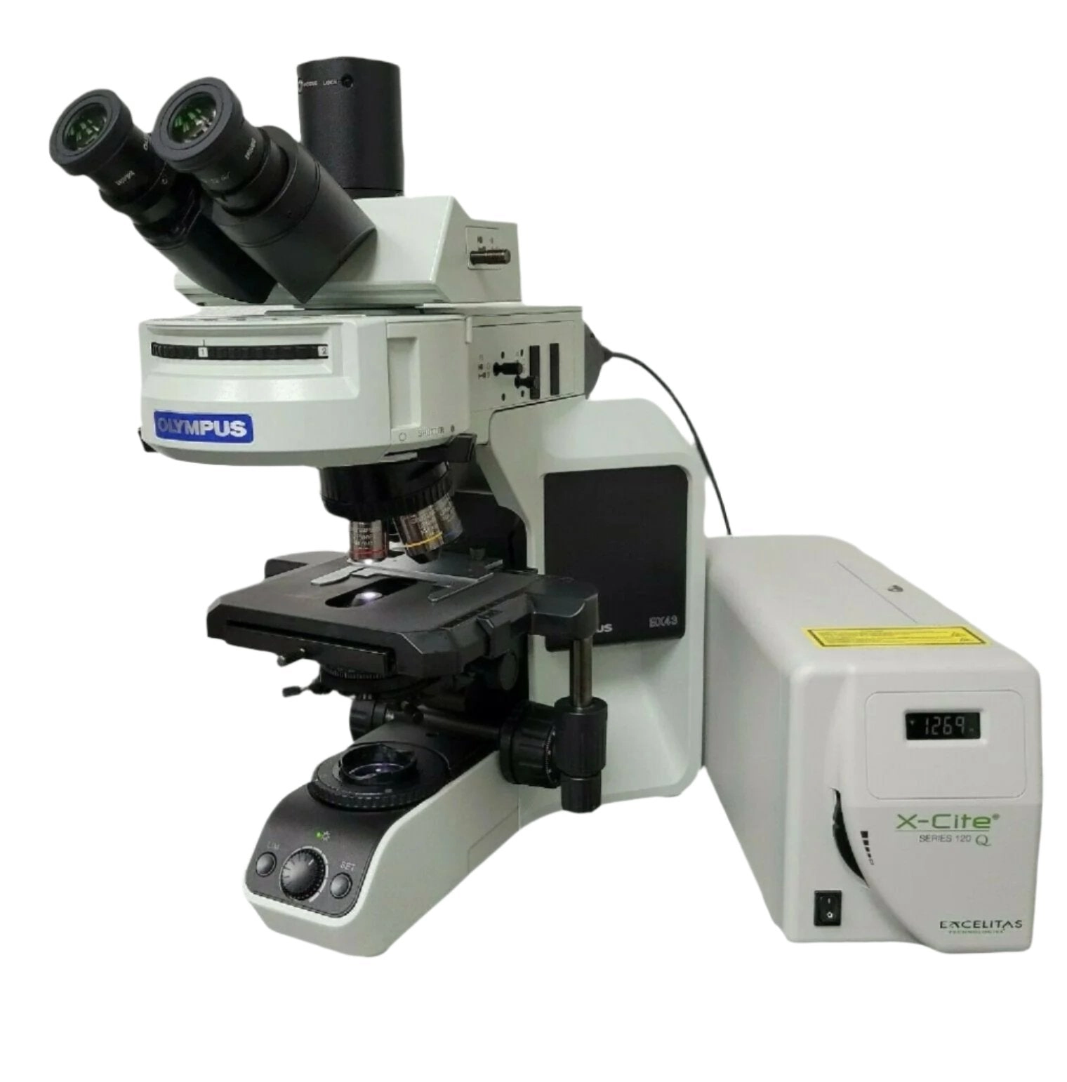 Olympus Microscope BX43 with Fluorites, Fluorescence, &amp; X-Cite Lite Illumination