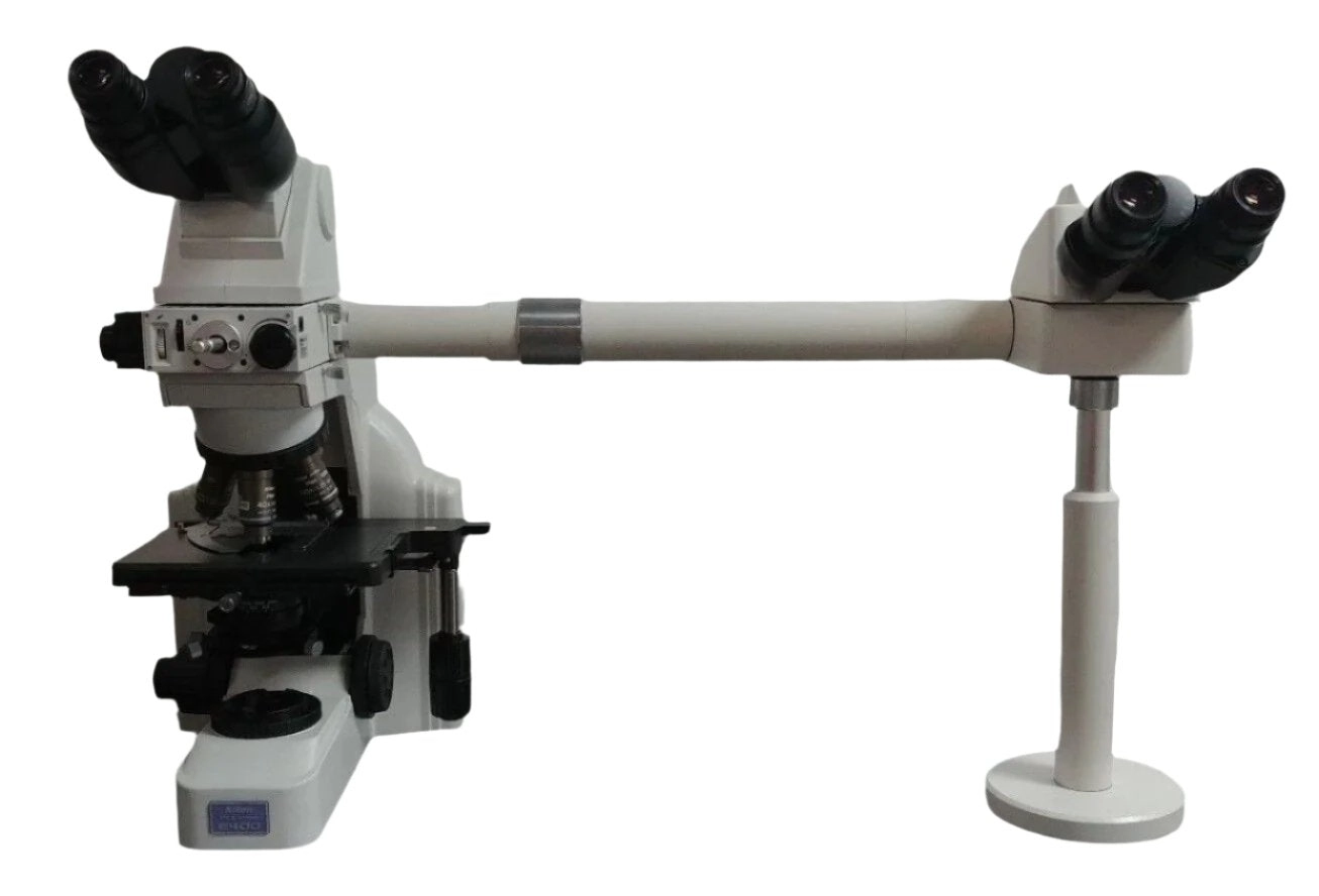 Nikon Microscope E400 with Dual Head Side by Side Bridge