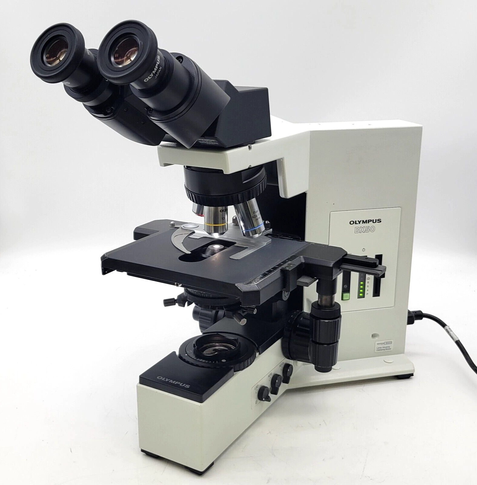 Olympus Microscope BX50 with Binocular Head and 4x, 10x, 40x Objectives