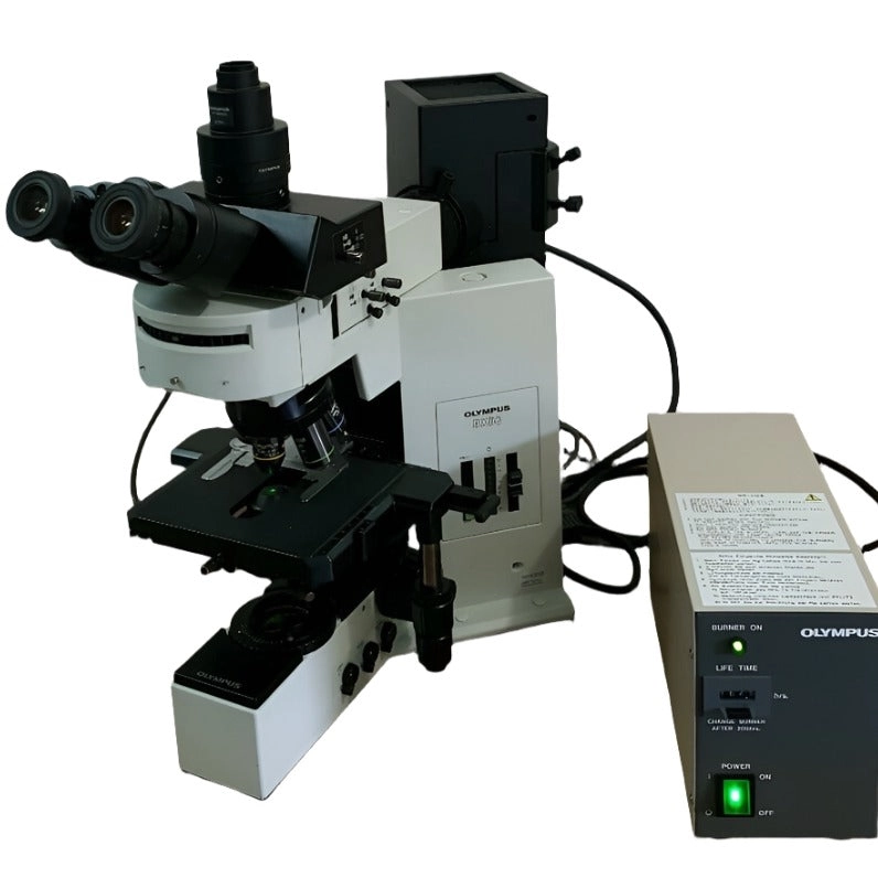 Olympus Microscope BX50 with Fluorescence, Fluorites, and Trinocular Head