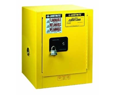 Justrite 4 Gallon, Flammable Cabinet, Sure-Grip&reg; EX Countertop, Yellow &ndash; 890420