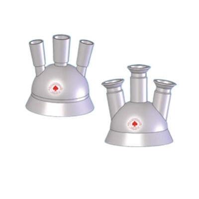 Ace Glass Head,4in,316 Stainless Steel,Three Neck,29/42 Center,(2)29/42 6490-22