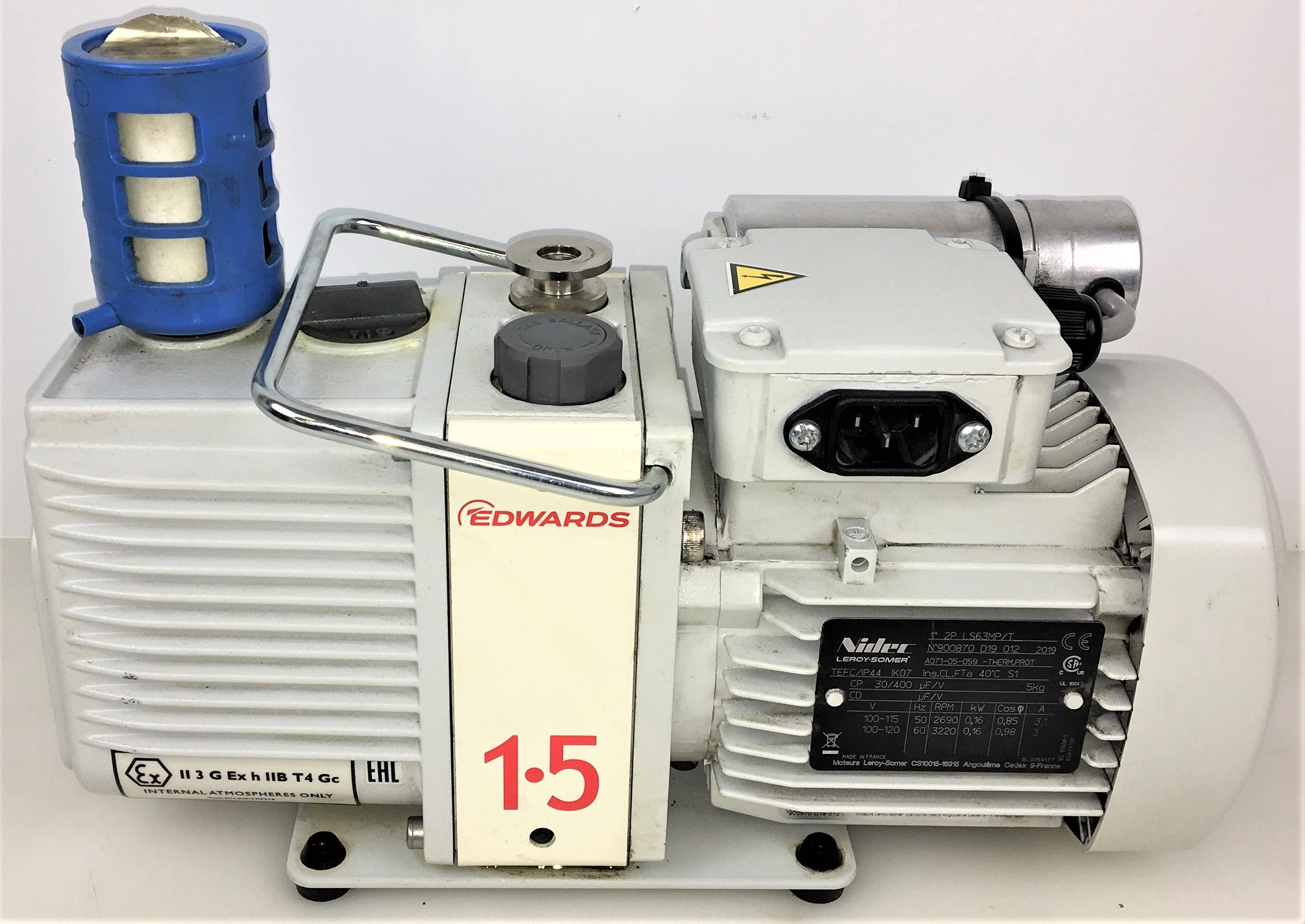 Edwards E2M1.5 Rotary Vacuum Pump with Oil Mist Filter 1.2cfm