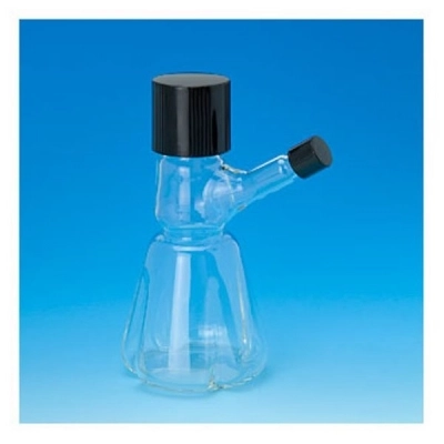 Ace Glass Flask, Trypsinizing, 300ml, Baffled, With Sidearm and Neck Screw Caps, cs/3 3902-36