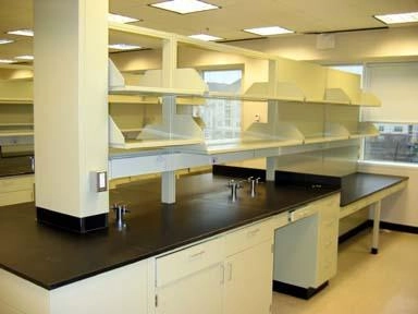 AMS 12 foot Metal Laboratory Casework Island with 10 foot 2 Tier Reagent Rack