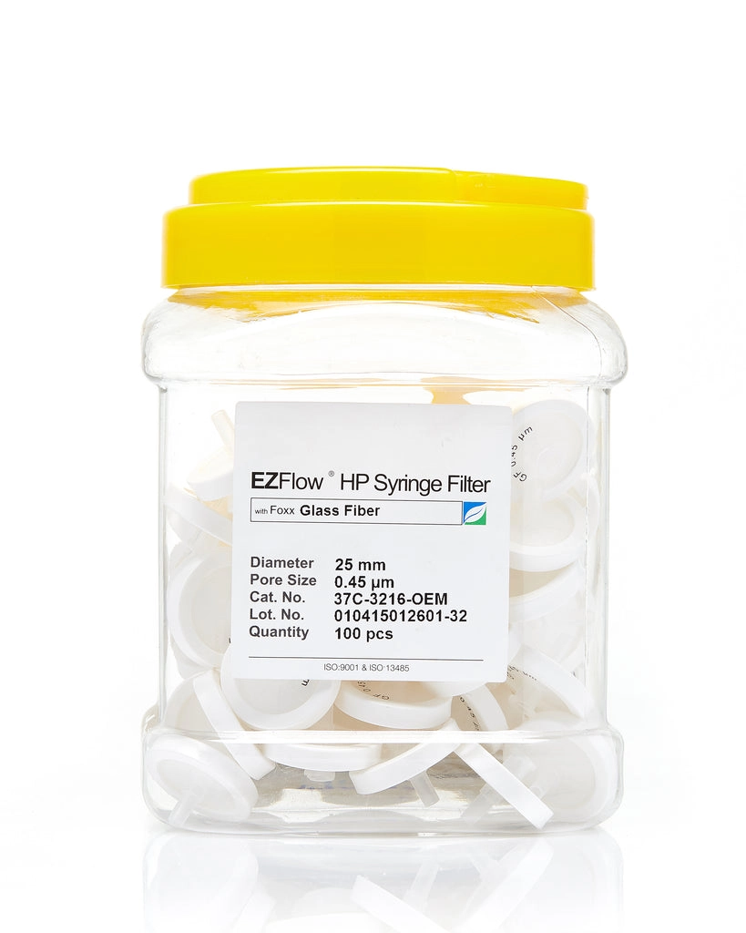 Foxx Life Sciences 37C-3216-OEM EZFlow  Syringe Filter, 0.45&micro;m Glass Fiber, 25mm, 100/pack