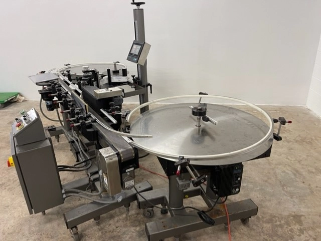 CTM Labeling  Machinery w/ 2  Stainless Steel 36" Accumulation Turntables