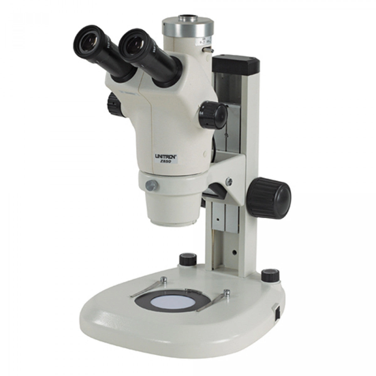 Unitron Z650HR Trinocular High Resolution Zoom Stereo Microscope On Coaxial Coarse/Fine Focusing LED Stand