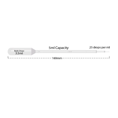 Mtc Bio 5ml Large Bulb Graduated to 1ml, Bulk, Transfer Pipettes PK/250 P4113-00