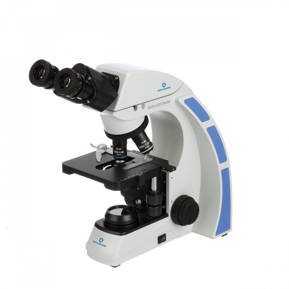 Accu-Scope 3000-LED Series Microscope with 4X, 10x, 40x, 100x Oil Infinity Plan Achromat Objectives