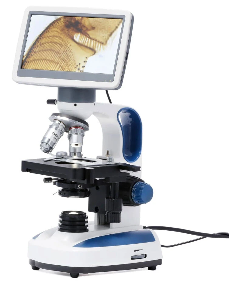 AmScope Advanced Student and Professional LED Compound Microscope w/ 7" Digital Display Camera Head