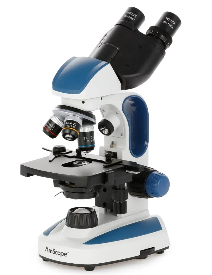 AmScope 40X-1000X dual LED, Ergonomic, Lab Binocular Compound Microscope w/3D Two-Layer Mechanical Stage