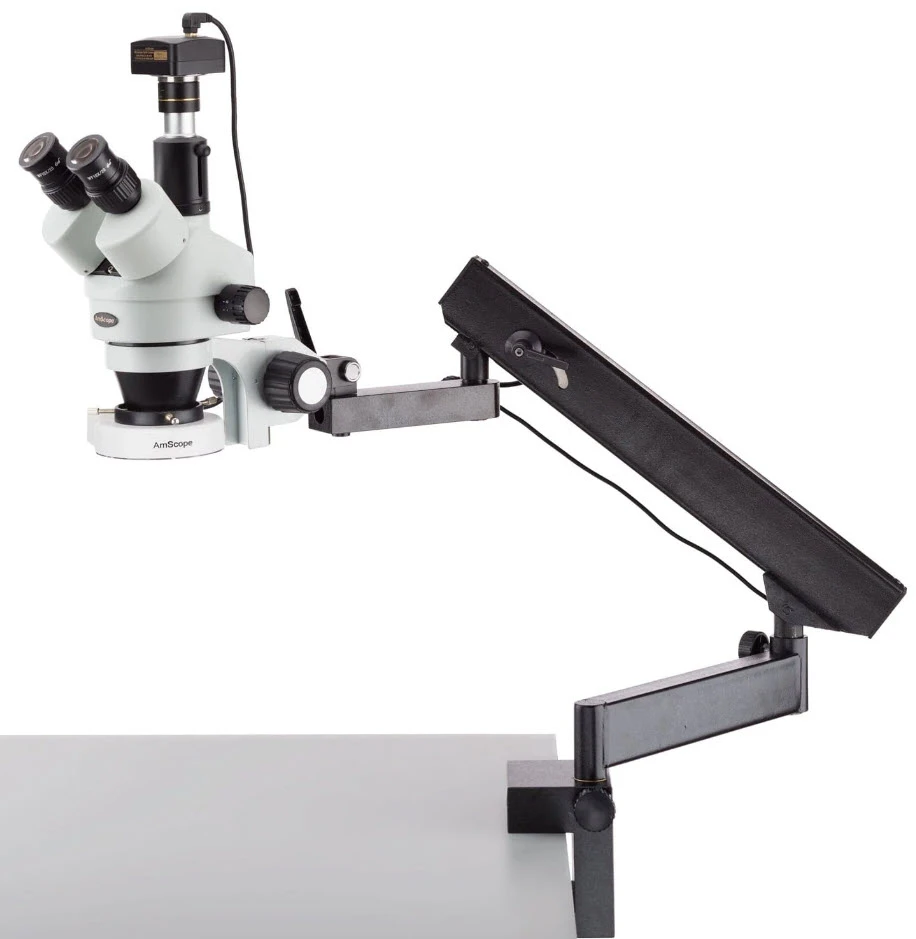 AmScope 3.5X-90X Articulating Stereo Microscope w 80-LED Light + 8MP USB Digital Camera