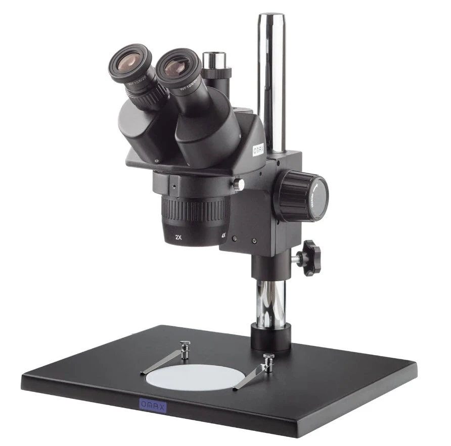 OMAX 20X to 40X Trinocular Stereo Microscope on Table Stand, Black Finish